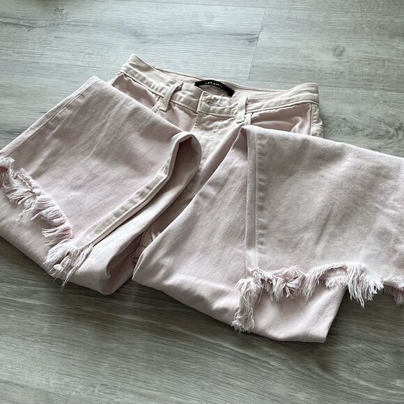 J Brand Joan Crop Denim High Waisted Wide Leg Distressed Uneven Hem - Women’s 27 - Picture 6 of 12